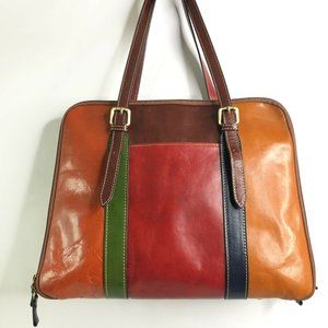Italian Made Leather Briefcase Laptop Bag Green